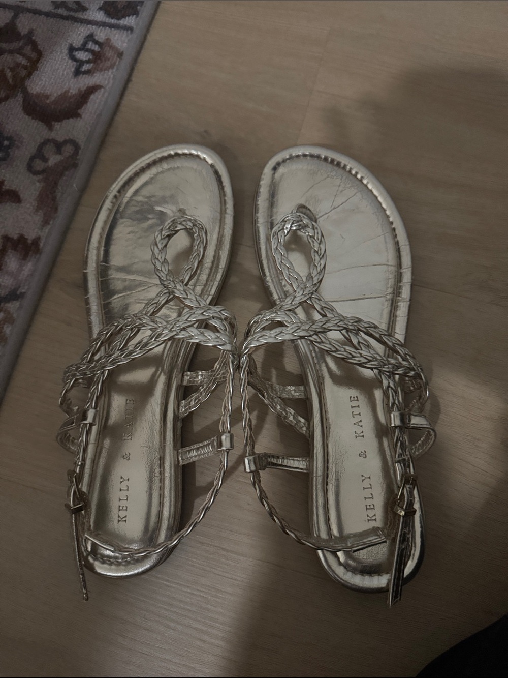 Kelly & Katie Metallic Gold Braided Strap Sandals